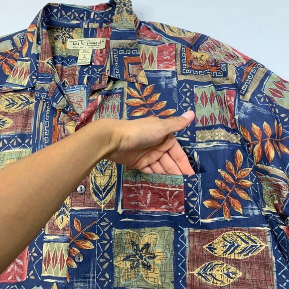 Vintage Tori Richard Shirt Mens L Large Cotton Hawaiian Mosaic Short Sleeve - Picture 3 of 8